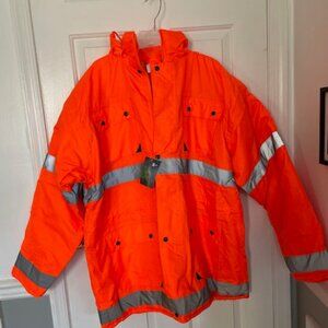 High-Visibility Orange Safety Jacket by prime Captain Parka 2XL NWT